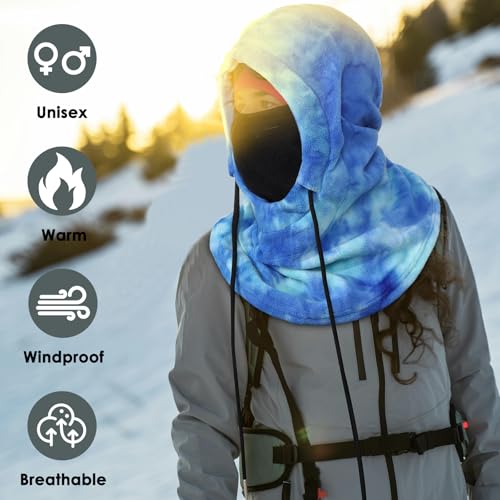 Achiou Ski Mask, Winter Balaclava Warm Windproof Face Cover Men Women - color: Blue