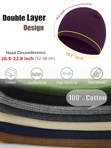 100% Cotton Beanie Hat for Men Women Cuffless Warm Winter Hats - color: 1pcs-purple