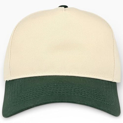E BY ELIDAN Two Tone A-Frame Trucker Hat, 5-Panel Blank Baseball Snapback - color: Stone Dark Green