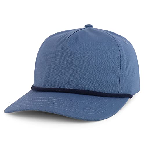 Trendy Apparel Shop 5 Panel Ripstop Cotton Snapback Cap - color: Slate Blue