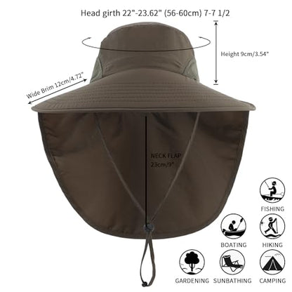 Home Prefer Outdoor UPF50+ Sun Hat Wide Brim Mesh Fishing Hat with Neck Flap - color: Army Green