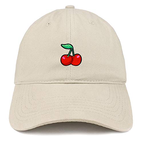Trendy Apparel Shop Cherry Patch Brushed Cotton Unstructured Dad Hat - color: Stone