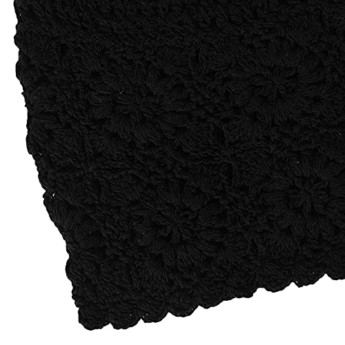 ZLYC Women Cotton Crochet Slouchy Beanie Hat Handmade Knit Summer Skull Cap - color: Solid Black