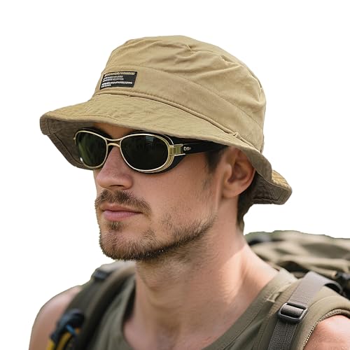 Clakllie Sun Hats for Women Men UV Protection Boonie Hats Summer Safari Jungle Hat Fishing Beach Hats UPF 50+ Camping Hats - color: Khaki-gd77