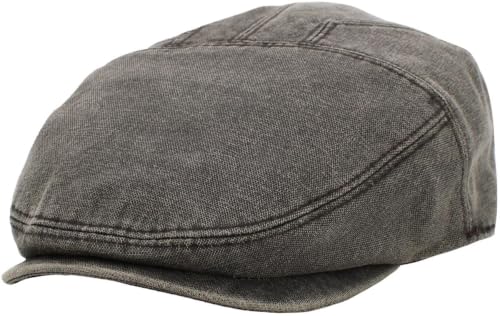 KBETHOS Leather Ascot Made in USA Ivy Collection Classic Newsboy Caps - color: Faux Leather - Charcoal, size: Large-X-Large