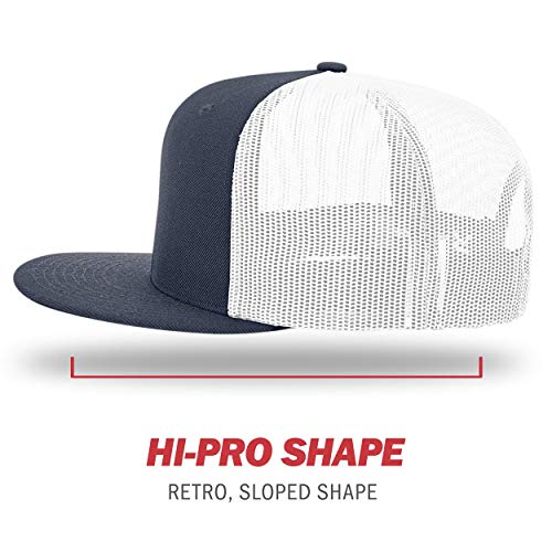 Richardson Unisex 511 Flatbill Trucker Adjustable Snapback Baseball Cap - color: Navy/White
