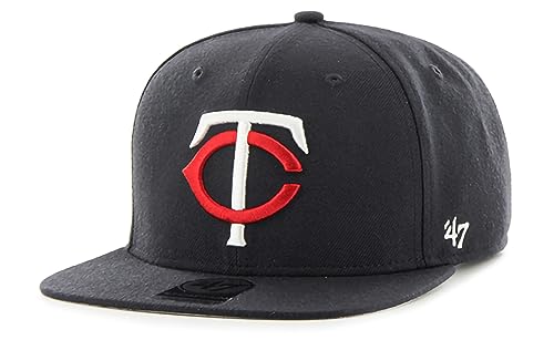 47 MLB Sure Shot Captain Hat Adjustable Structured 6-Panel Snapback Hat Cap, Adult One Size Fits All - color: Minnesota Twins