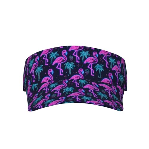Funny Adjustable Sport Sun Visor Hat for Women Men - color: Retro 80s Neon Flamingo