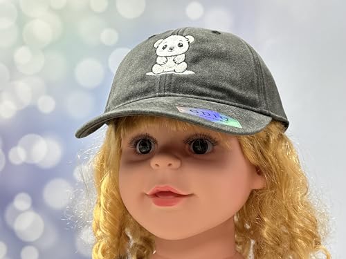 Adjustable Embroidery Animal Baseball Hat for Kid Toddler Child - color: Polorbear (Washed Black)