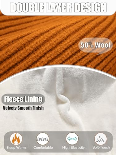 Short Wool Fisherman Beanie for Men Women Fleece Lined Winter Hat - color: 1pcs Camel