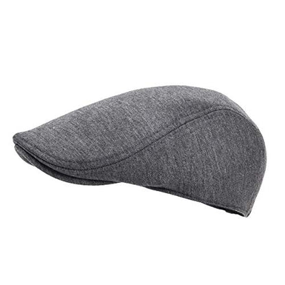 FEINION Men Cotton Newsboy Cap Soft Fit Cabbie Hat - color: Dark Grey