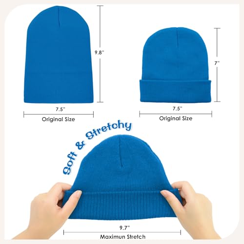 Century Star Kids Slouchy Beanie Halloween Costume Hat Winter Knit Cuff Toddler Boys Girls - color: Lake Blue