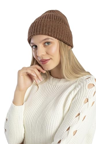 Seamless Beanie Cap, Acrylic Unisex Winter Beanie - color: Brown