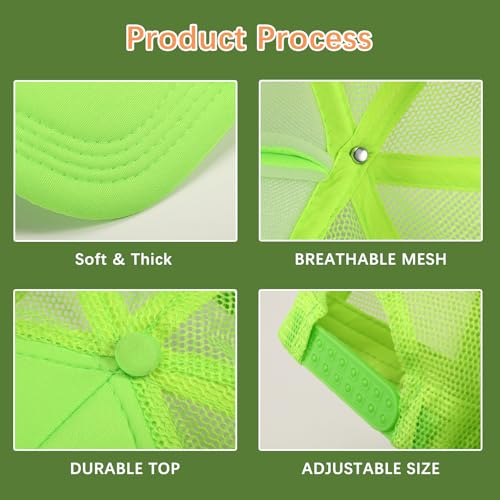OKBA 5 Pack Sublimation Blank Baseball Cap Adjustable Hat Polyester Mesh Trucker Hats for Men and Women - color: 5pcs*neon Green Hat