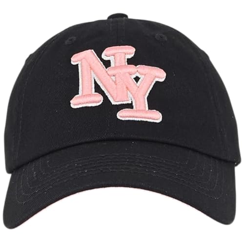 NY 3D Embroidered Dad Hat - New York Baseball Cap - color: Black Pink