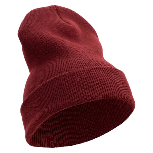 e4Hats.com 12 inch Cuffed Knit Long Beanie - color: Maroon