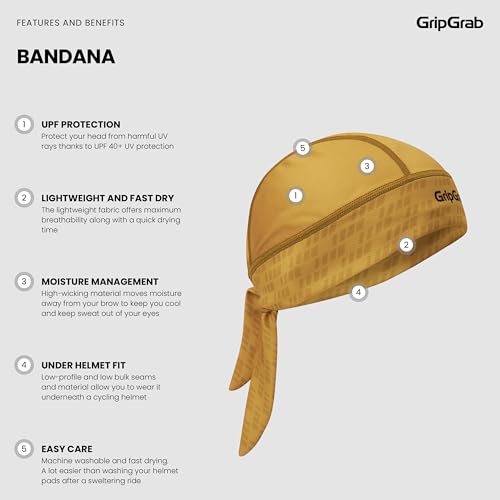GripGrab Summer Cycling Bandana UV Protection Under Helmet Headwrap - color: Mustard Yellow