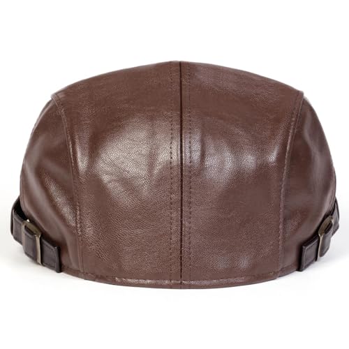 Newsboy Cap for Men, Flat Cap, PU Leather Hat - color: Patch| Light Brown