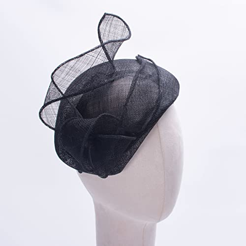 Lawliet Teardrop Womens Sinamay Fascinator Tam Beret Casque Cocktail Bridal Hat T442 - color: Black