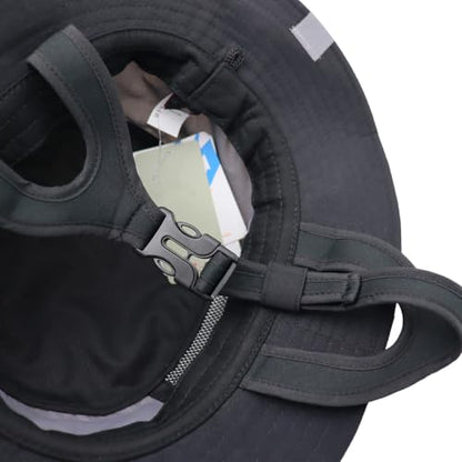 Men Bucket Hat Wide Brimmed Foldable Ladies Surf Sun Hat UPF50+ - color: Dark Grey