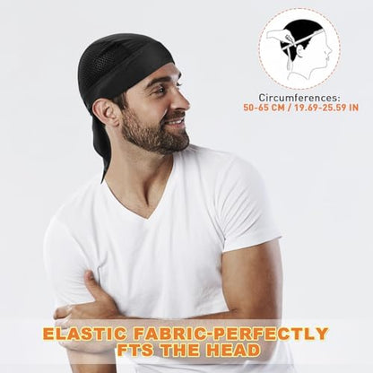 YANIKY Bandanas Skull Caps for Men, Women Skull Cap Helmet Liner Dew Rags - color: Black