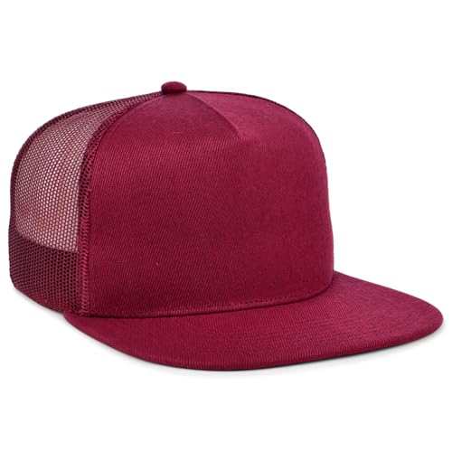 Lids Blank Essential 5-Panel Trucker Adjustable Snapback Hat - color: Maroon