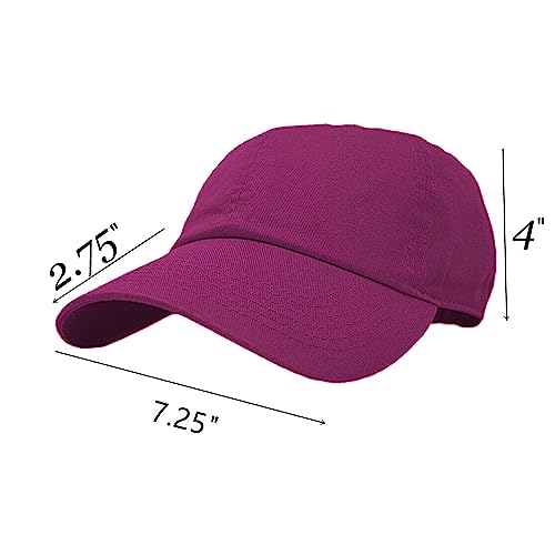 Glory Max 100% Cotton Baseball Cap Classic Plain Low Profile Golf Dad Hat Buckle Adjustable - color: Fuchsia