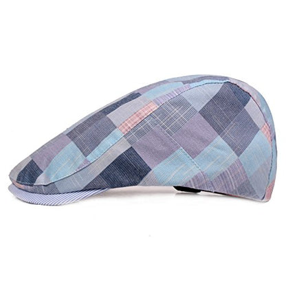 2 Pack Men's Plaid Cotton Flat Newsboy Ivy Cabbie Golf Gatsby Cap Hat - color: 228rb