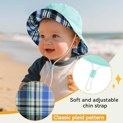 Durio UPF 50+ Baby Sun Hat Wide Brim Toddler Bucket Hats for Boys 0-8 Years - color: A Light Green, size: 3-6 Months