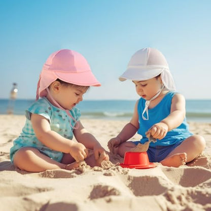 Baby Sun Hat with Breathable Mesh, UPF 50+ Boys Girls Toddler Swim - color: White + Pink, size: 2-4T