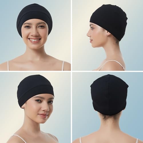 100% Cotton Skull Caps for Men Women, Sleeping Cap Beanie for Locs - color: Set C
