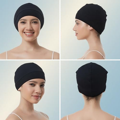 100% Cotton Skull Caps for Men Women, Sleeping Cap Beanie for Locs - color: Set P