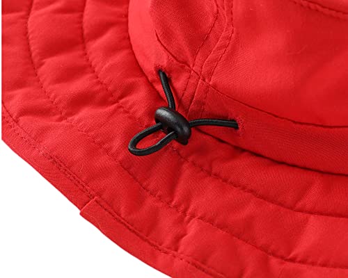 Connectyle Kids Sun Hat for Boys Girls Wide Brim Bucket Hat UPF 50+ Sun Protection Hat Breathable Summer Beach Hat - color: Red