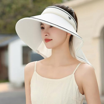 Sun Visor Hats for Women Wide Brim UPF 50+ UV Sun Protection Visor Hats Casual Adjustable Roll up Summer Beach Caps - color: B-khaki