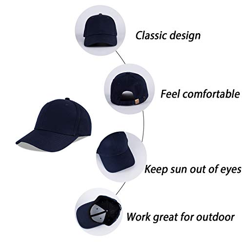 LANGZHEN Unisex Baseball Cap 100% Cotton Fits Men Women Washed Denim Adjustable Dad Hat - color: Structured-navy+structured-black