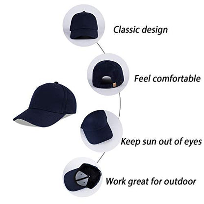 LANGZHEN Unisex Baseball Cap 100% Cotton Fits Men Women Washed Denim Adjustable Dad Hat - color: Structured-navy+structured-black