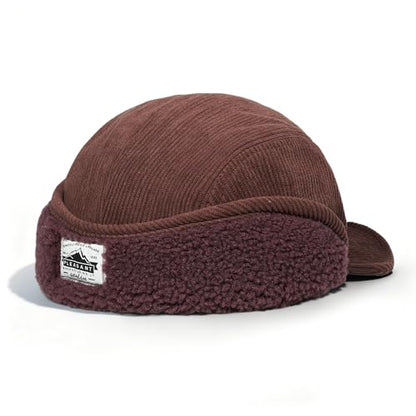 Clakllie Winter Earflaps Hat Short Brim Baseball Cap with Ear Flap Warm Trapper Hat Soft 5 Panel Style Russian Hats - color: Cdus-bsdt2501-brown