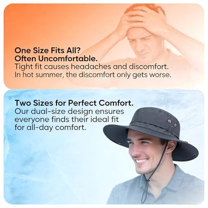 Plus Size XL XXL Sun Hats for Men Bucket Boonie UV Protection UPF50+ Waterproof Wide Brim Foldable Fishing Beach - color: Plc927khaki, size: X-Large-XX-Large