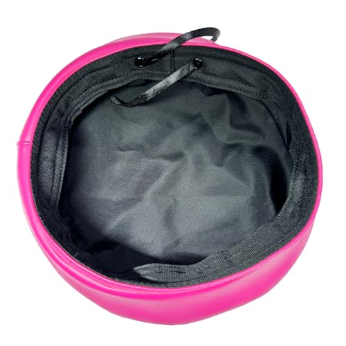 Chic PU Leather Beret for Women, Classic Berets Artist Painter Cap with Rhinestones Accessories - color: Hot Pink