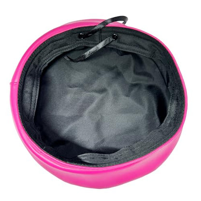 Chic PU Leather Beret for Women, Classic Berets Artist Painter Cap with Rhinestones Accessories - color: Hot Pink