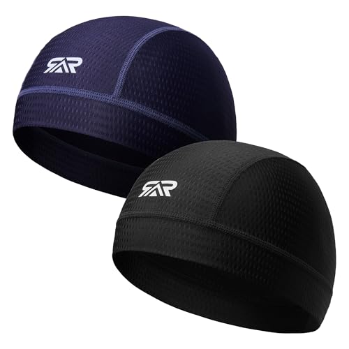 LONGLONG 2-Pack Breathable Skull Caps Helmet Liner for Motorcycle Hard Hat - color: Black+navy Blue