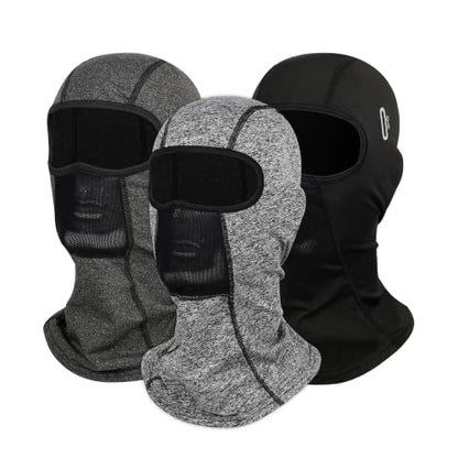 Balaclava Ski Mask for Men Women Velvet-Lined Full Head Cover Neck Gaiter - color: Ylr1-black+beige