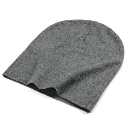 Thin 100% Cotton Fine-Knit Beanie Hat Slouchy Soft Chemo Skull Cap - color: 1-dark Grey