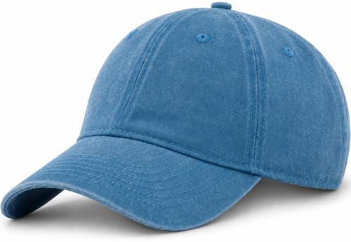 Vintage Washed Cotton Baseball Caps Men Women Adjustable Unstructured Low Profile Dad Hat - color: Lakeblue
