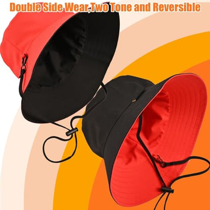 Womens Bucket Rain Hat Reversible Packable Foldable Water Repellent Cute for Ladies Travel Hiking Golf - color: Black/Red, size: Medium