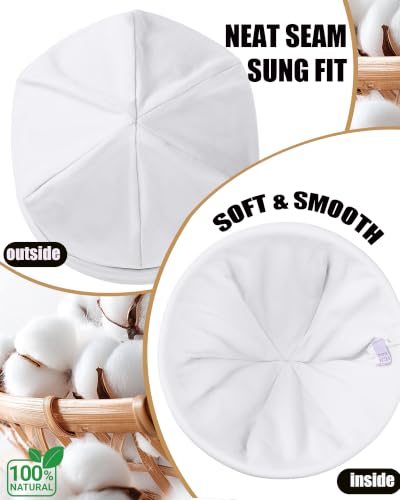 100% T-Shirt Cotton Slouchy Beanie Women Men,Lightweight Chemo Hat - color: White(2-layer)