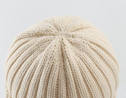 Home Prefer Mens Winter Hat Wool Fleece Lined Knit Beanie Hat Warm Stocking Caps - color: Beige