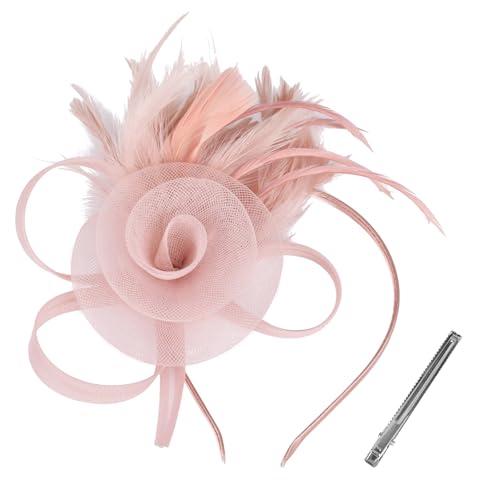 Tulle Flower Fascinators Hats for Women 2025 Derby Outfits for Women Tea Party Derby Hats - color: Nude