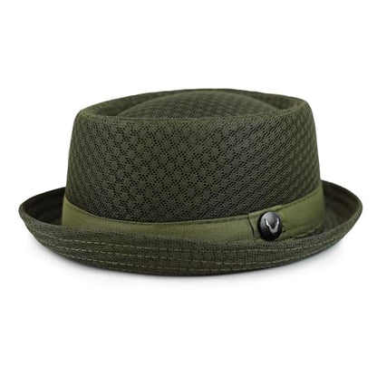 The Hat Depot Unisex Light Weight Classic Soft Cool Mesh Pork Pie hat - color: Olive, size: Large-X-Large