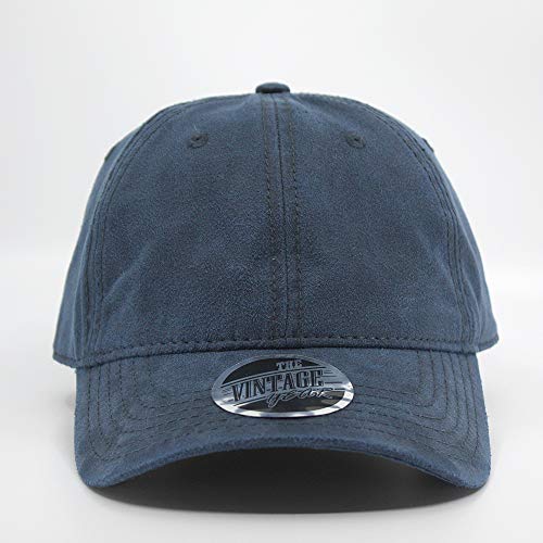Heavy Washed Coated Canvas Wax-Look Adjustable Low Profile Men Women Baseball Cap - color: Unstructured Navy